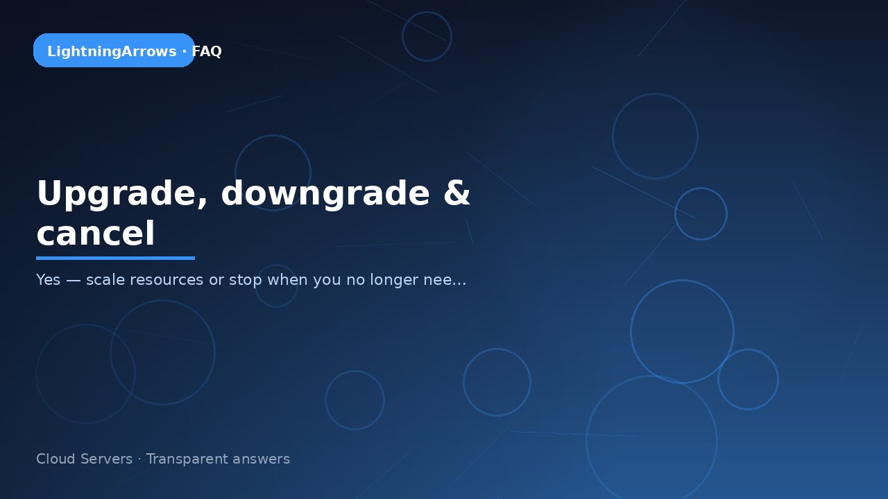 Upgrade, downgrade & cancel — LightningArrows FAQ